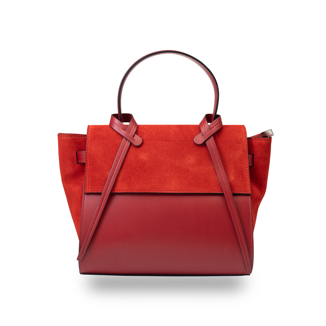Borsa da donna in pelle scamosciata naturale rossa Erika