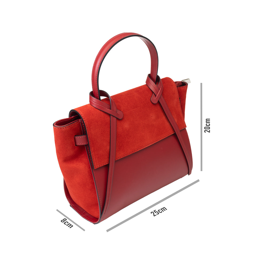 Borsa da donna in pelle scamosciata naturale rossa Erika