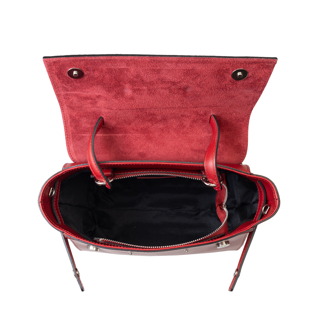 Borsa da donna in pelle scamosciata naturale rossa Erika