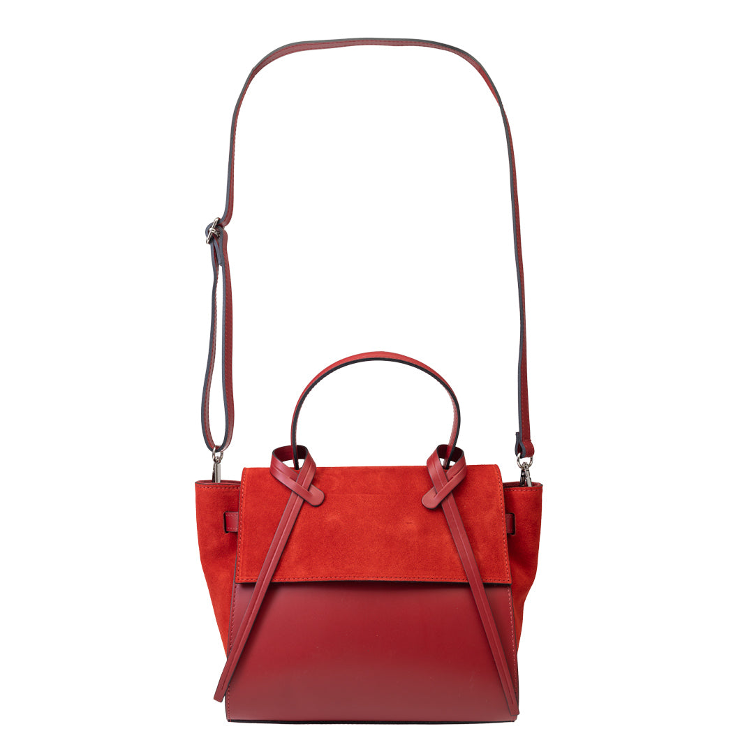 Borsa da donna in pelle scamosciata naturale rossa Erika