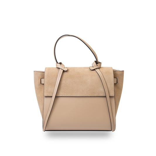 Borsa da donna in pelle scamosciata naturale tortora Erika