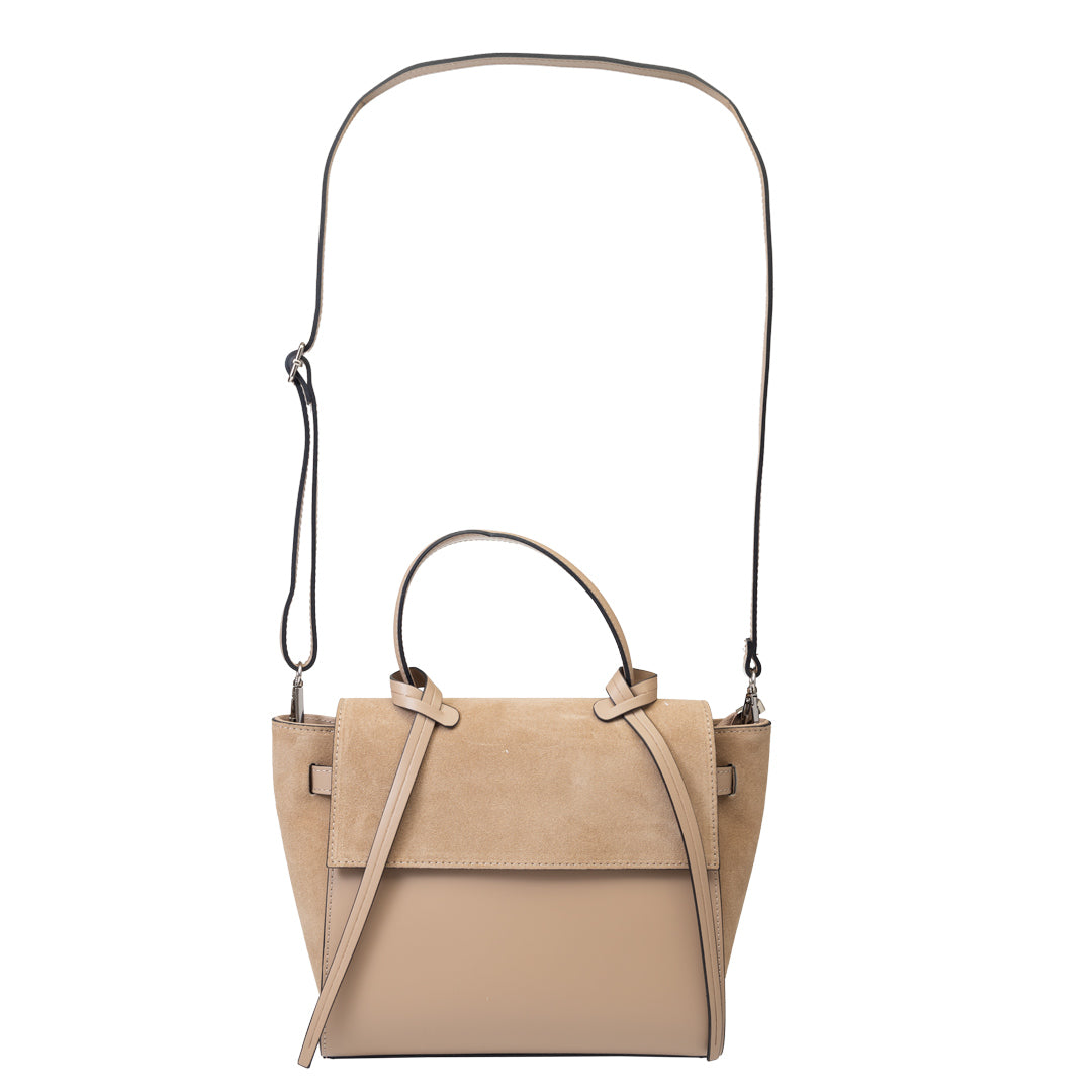 Borsa da donna in pelle scamosciata naturale tortora Erika