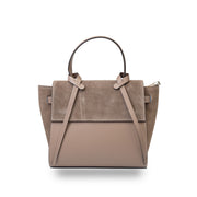 Borsa da donna in pelle scamosciata naturale tortora scuro Erika