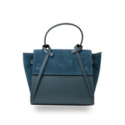Borsa da donna in pelle scamosciata naturale verde petrolio Erika