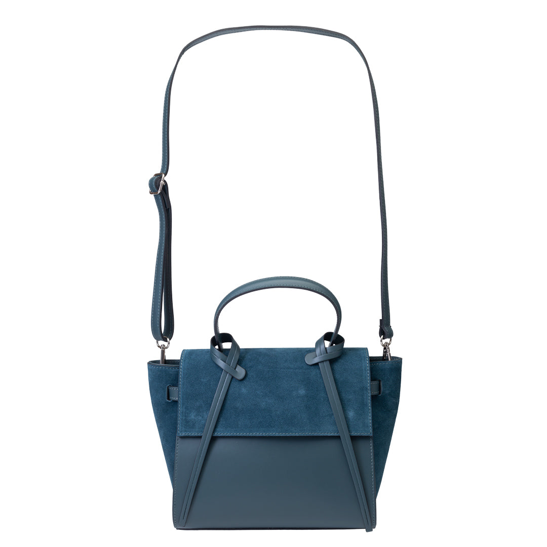 Borsa da donna in pelle scamosciata naturale verde petrolio Erika