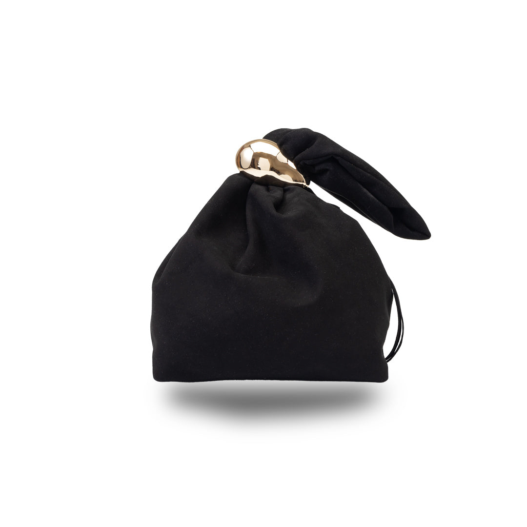 Borsa da donna in pelle scamosciata naturale, nera Eliza