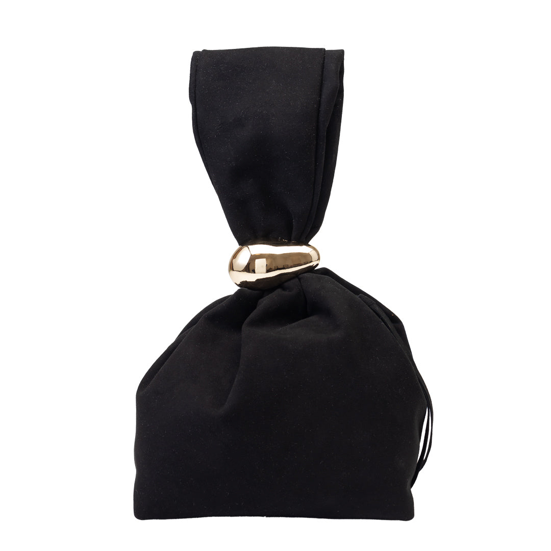 Borsa da donna in pelle scamosciata naturale, nera Eliza