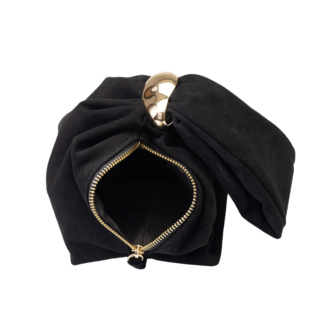 Borsa da donna in pelle scamosciata naturale, nera Eliza