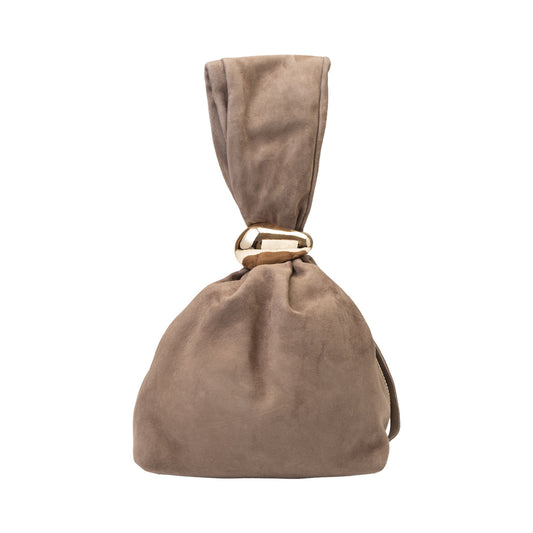 Borsa da donna in pelle scamosciata naturale, taupe Eliza