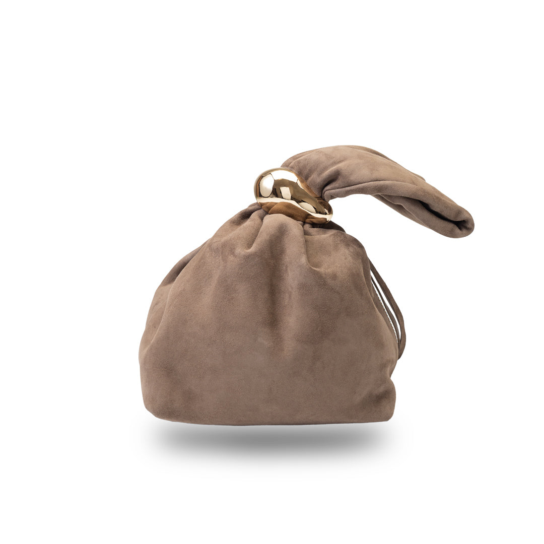 Borsa da donna in pelle scamosciata naturale, taupe Eliza
