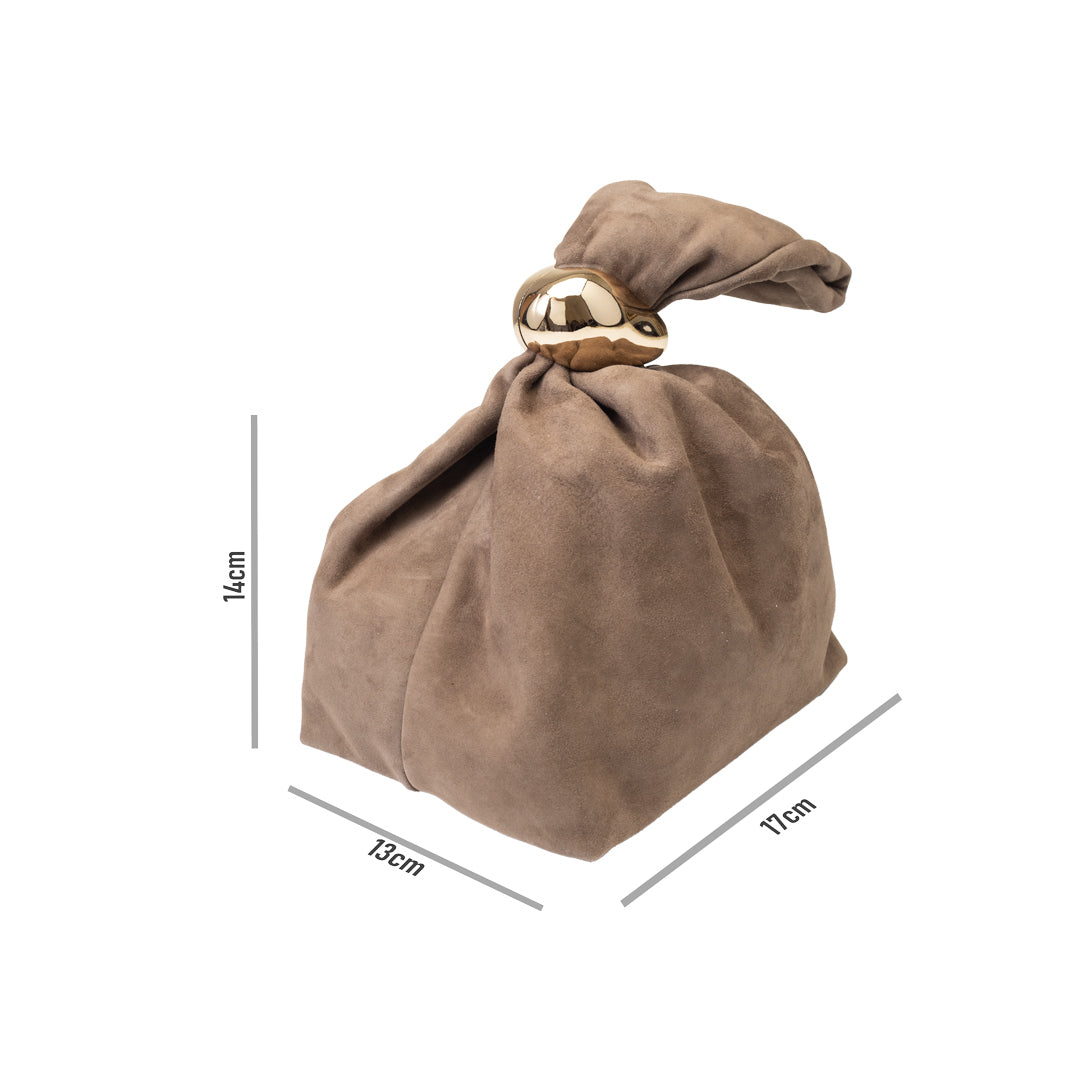 Borsa da donna in pelle scamosciata naturale, taupe Eliza