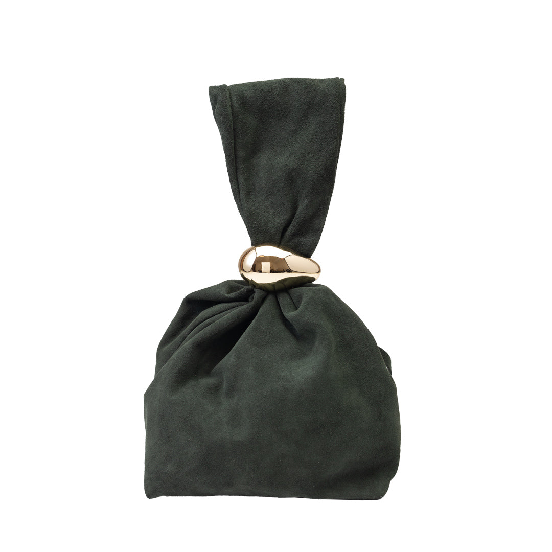 Borsa da donna in pelle scamosciata naturale, verde militare Eliza