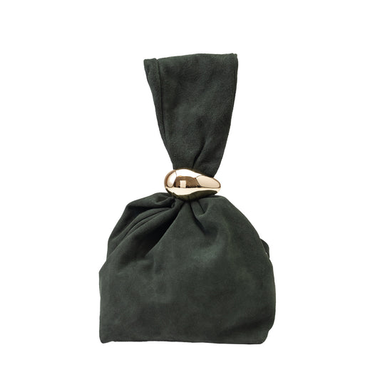 Borsa da donna in pelle scamosciata naturale, verde militare Eliza