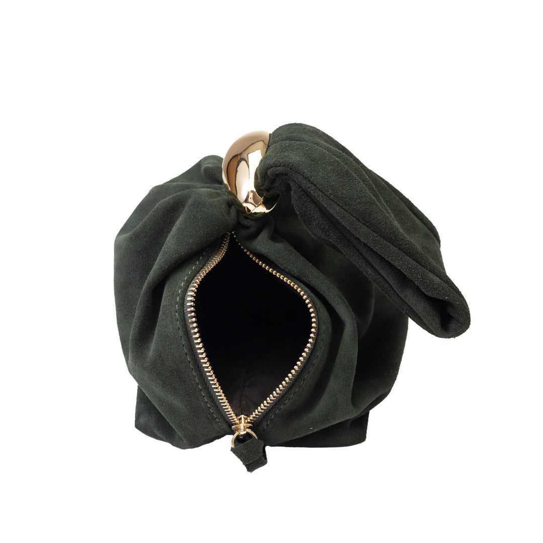 Borsa da donna in pelle scamosciata naturale, verde militare Eliza