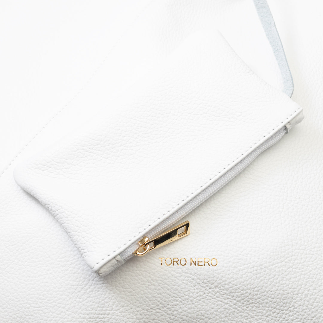 Borsa da donna in pelle naturale bianca Camelia
