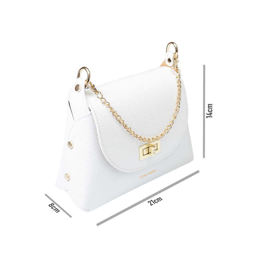 Borsa da donna in vera pelle bianca Raisa
