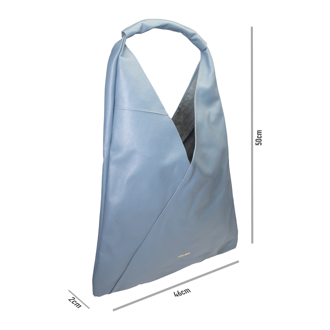 Borsa da donna in vera pelle blu Camelia