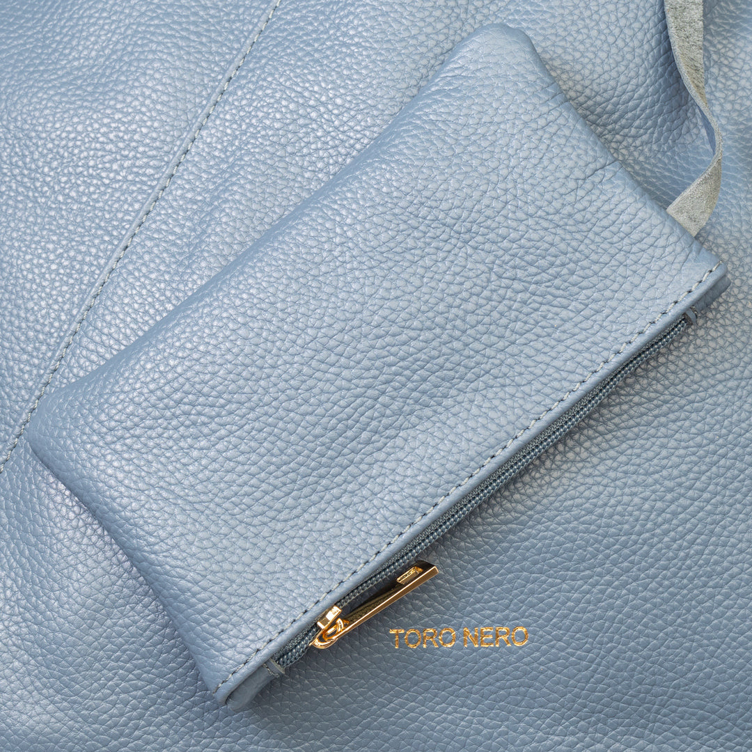 Damenhandtasche aus echtem Leder, blau, Camelia