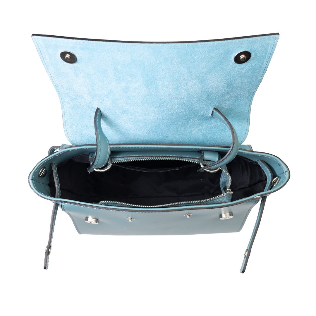 Borsa da donna in vera pelle blu Erika