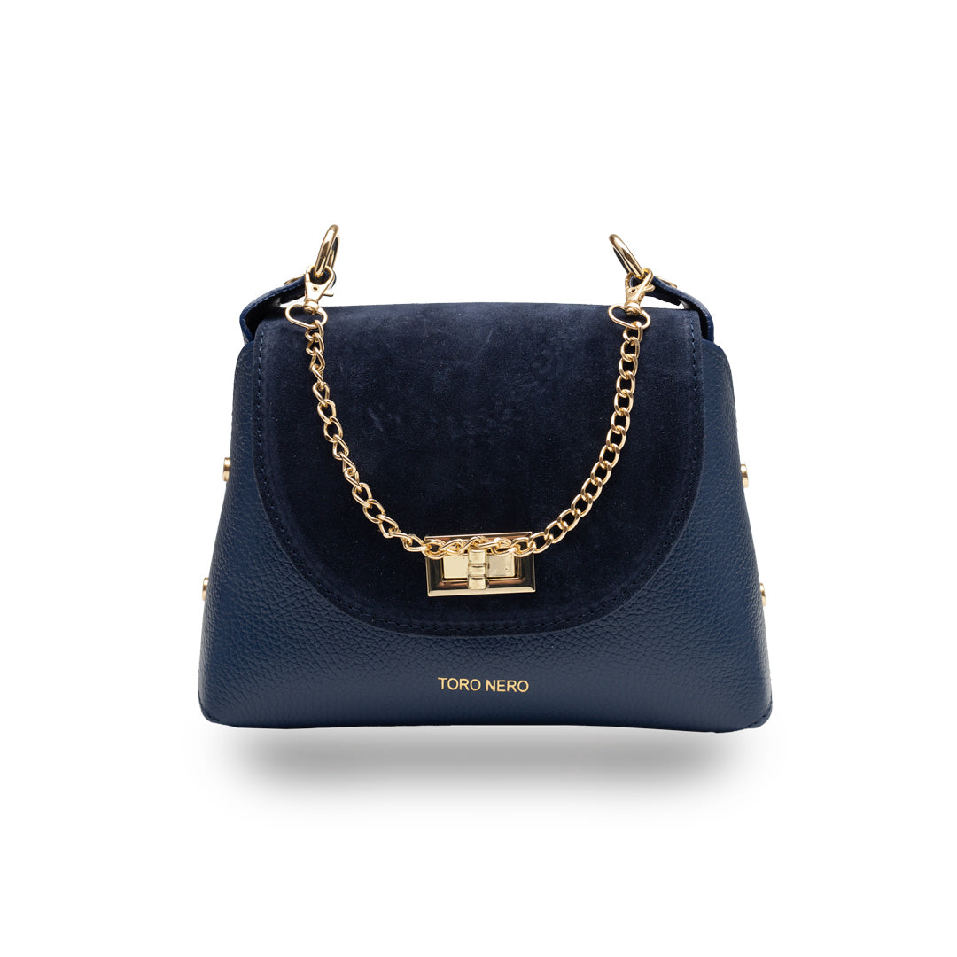 Borsa da donna in pelle scamosciata naturale, blu Raisa