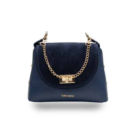 Borsa da donna in pelle scamosciata naturale, blu Raisa