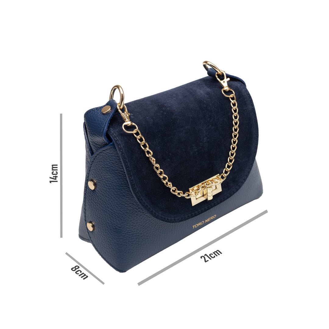 Borsa da donna in pelle scamosciata naturale, blu Raisa