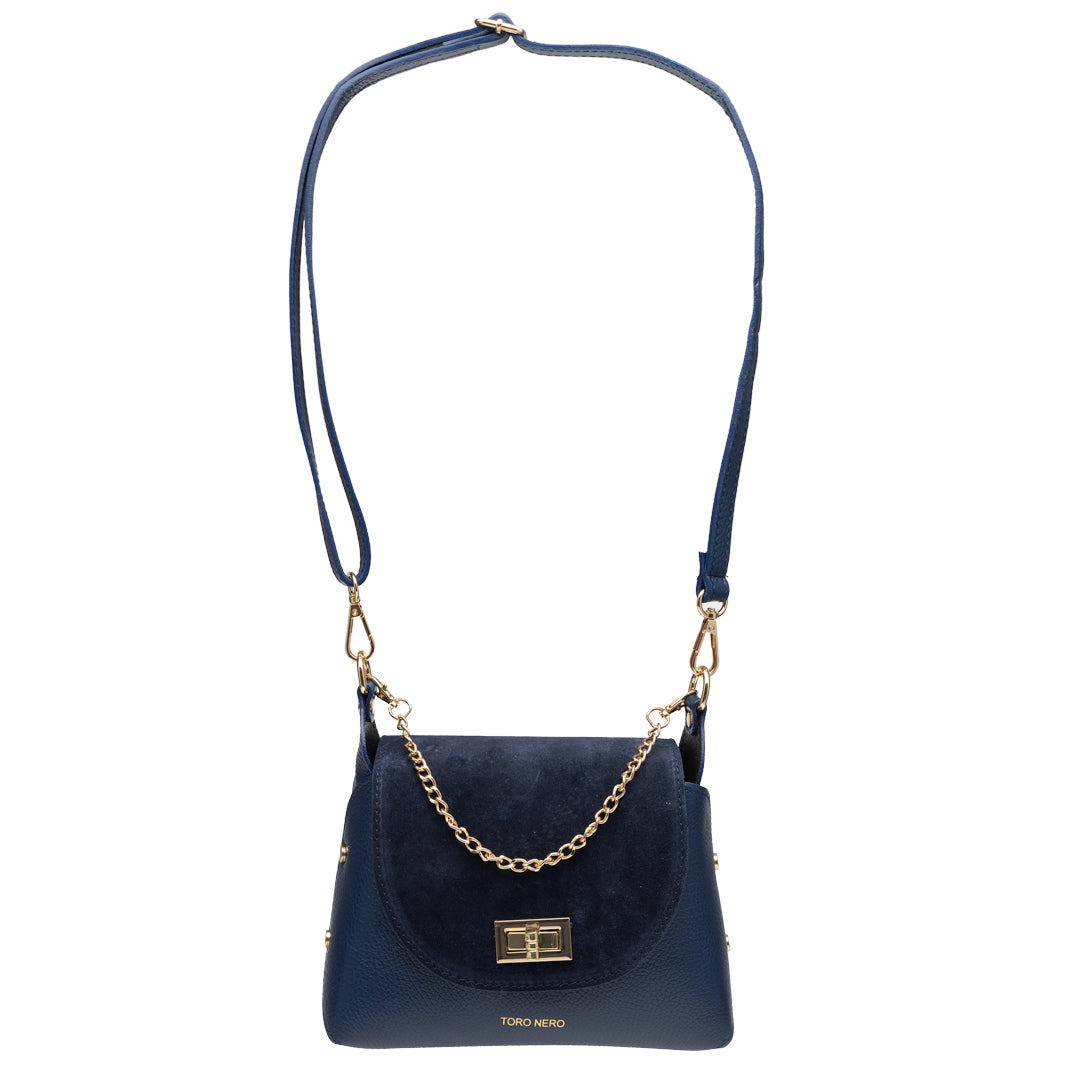 Borsa da donna in pelle scamosciata naturale, blu Raisa