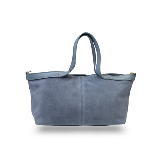 Borsa da donna in pelle scamosciata naturale azzurra Bianca