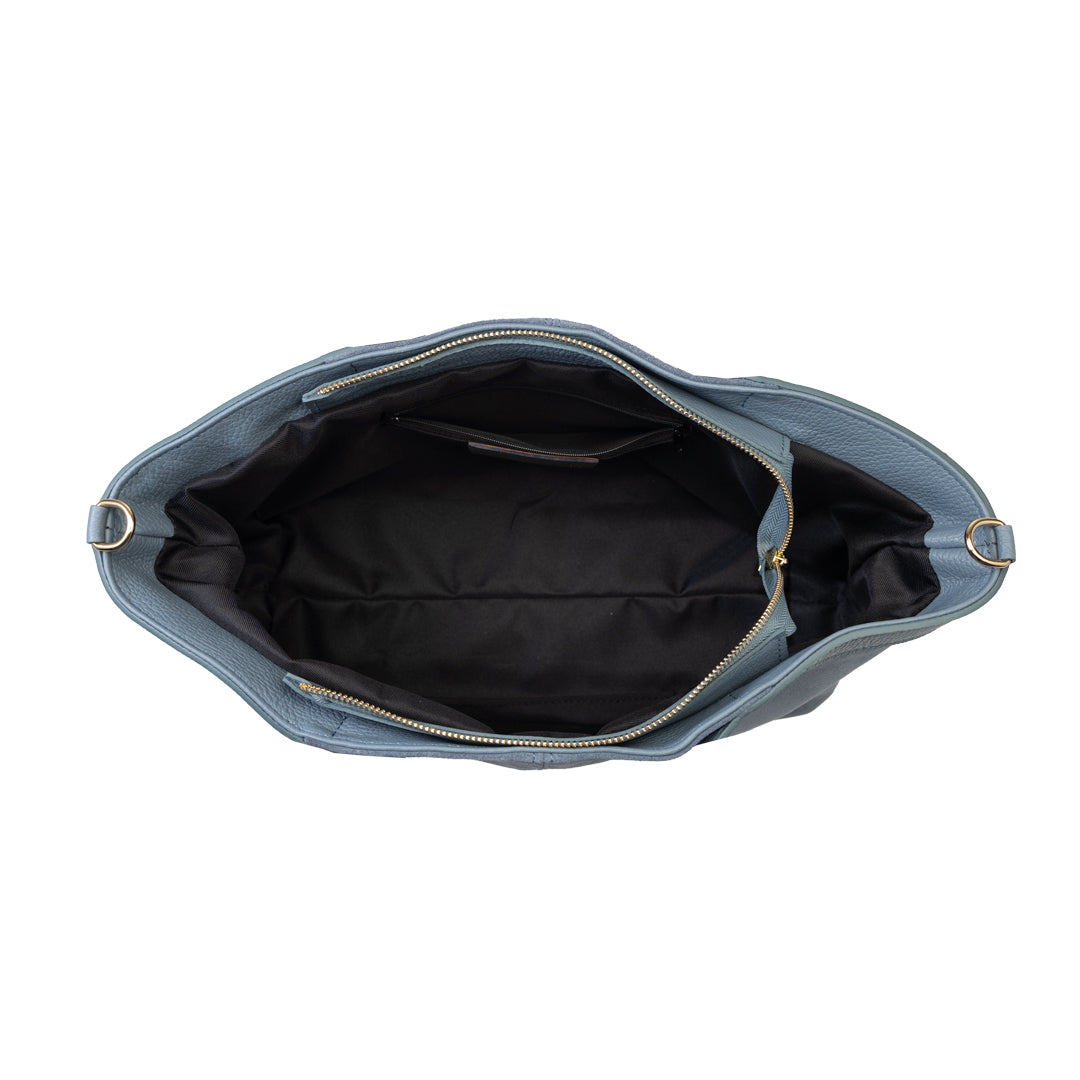 Borsa da donna in pelle scamosciata naturale azzurra Bianca