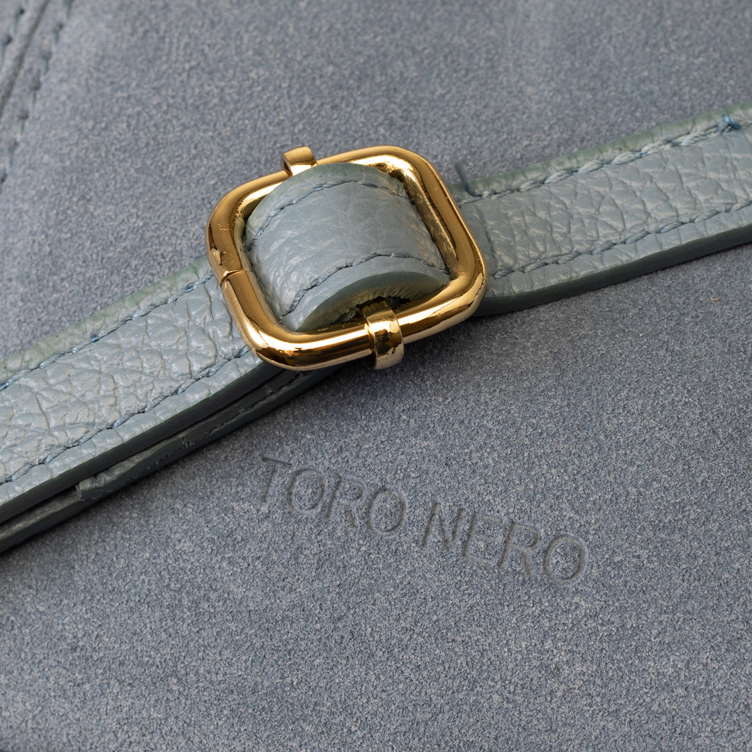 Borsa da donna in pelle scamosciata naturale azzurra Bianca