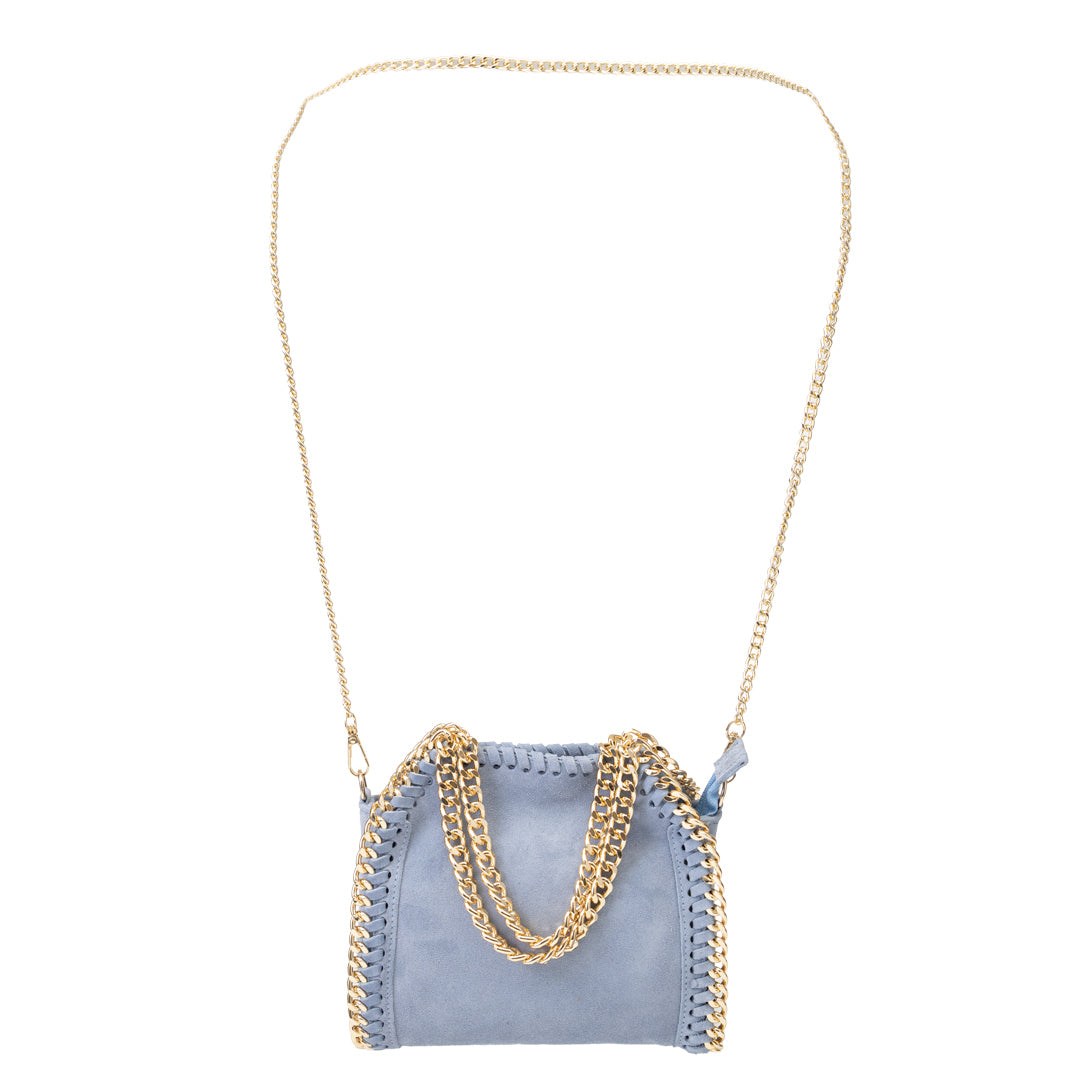 Borsa da donna in vera pelle azzurra Ilona