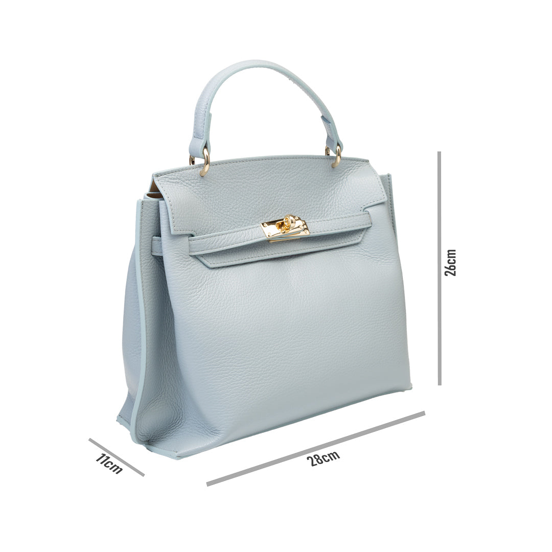 Borsa da donna in pelle naturale azzurro Raluca