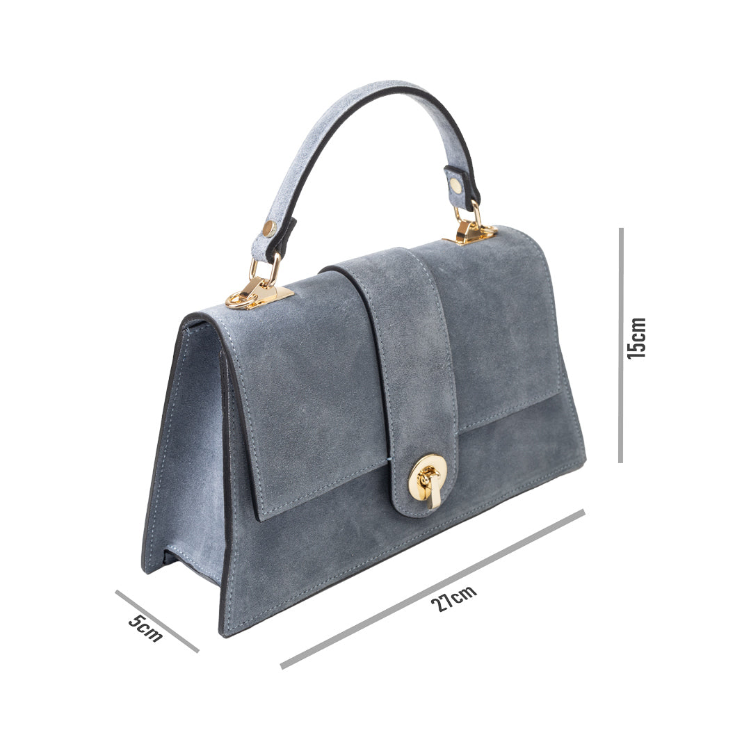 Borsa da donna in vera pelle azzurro Verona
