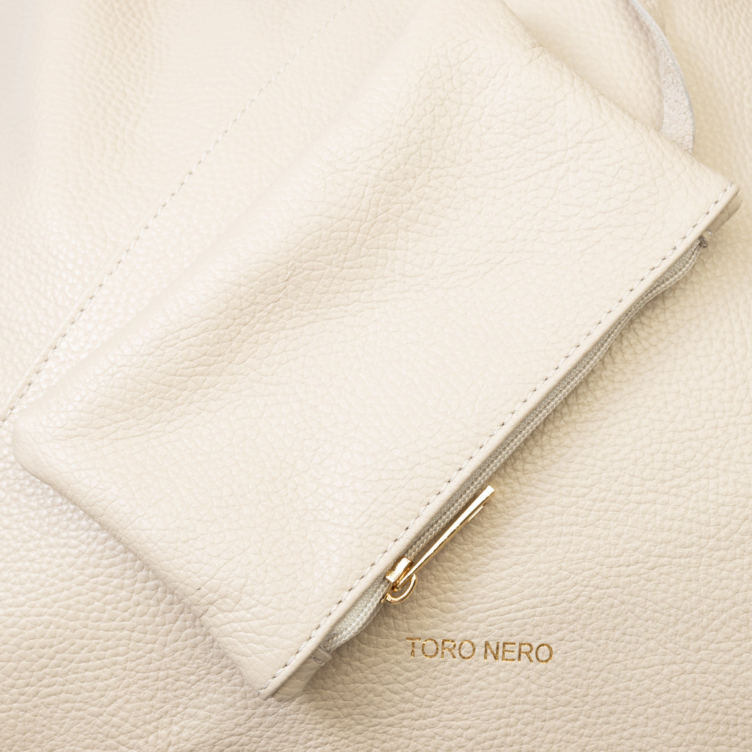 Borsa da donna in vera pelle beige Camelia