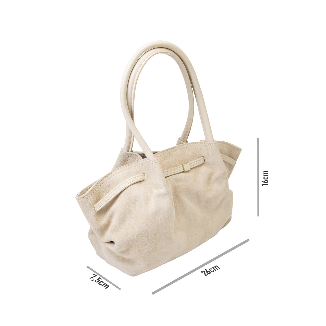 Borsa da donna in vera pelle beige Elena