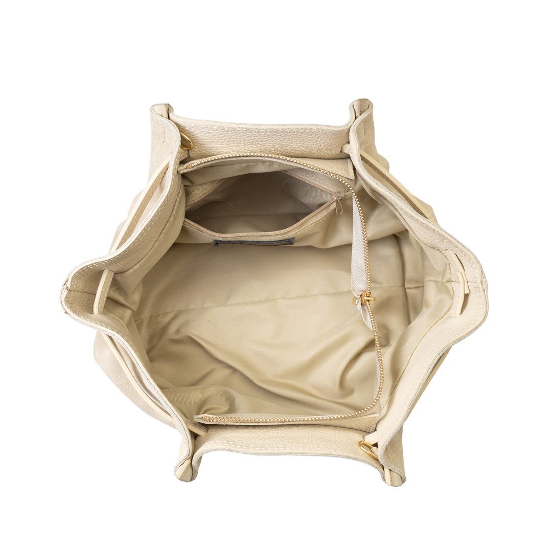 Borsa da donna in vera pelle beige Elena