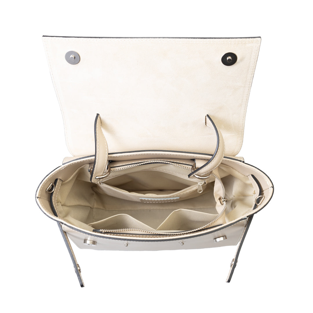 Sac à main Erika en cuir véritable beige pour femme
