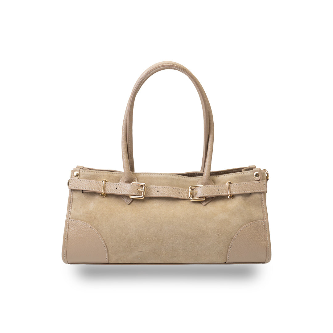 Borsa da donna in vera pelle beige Evelin