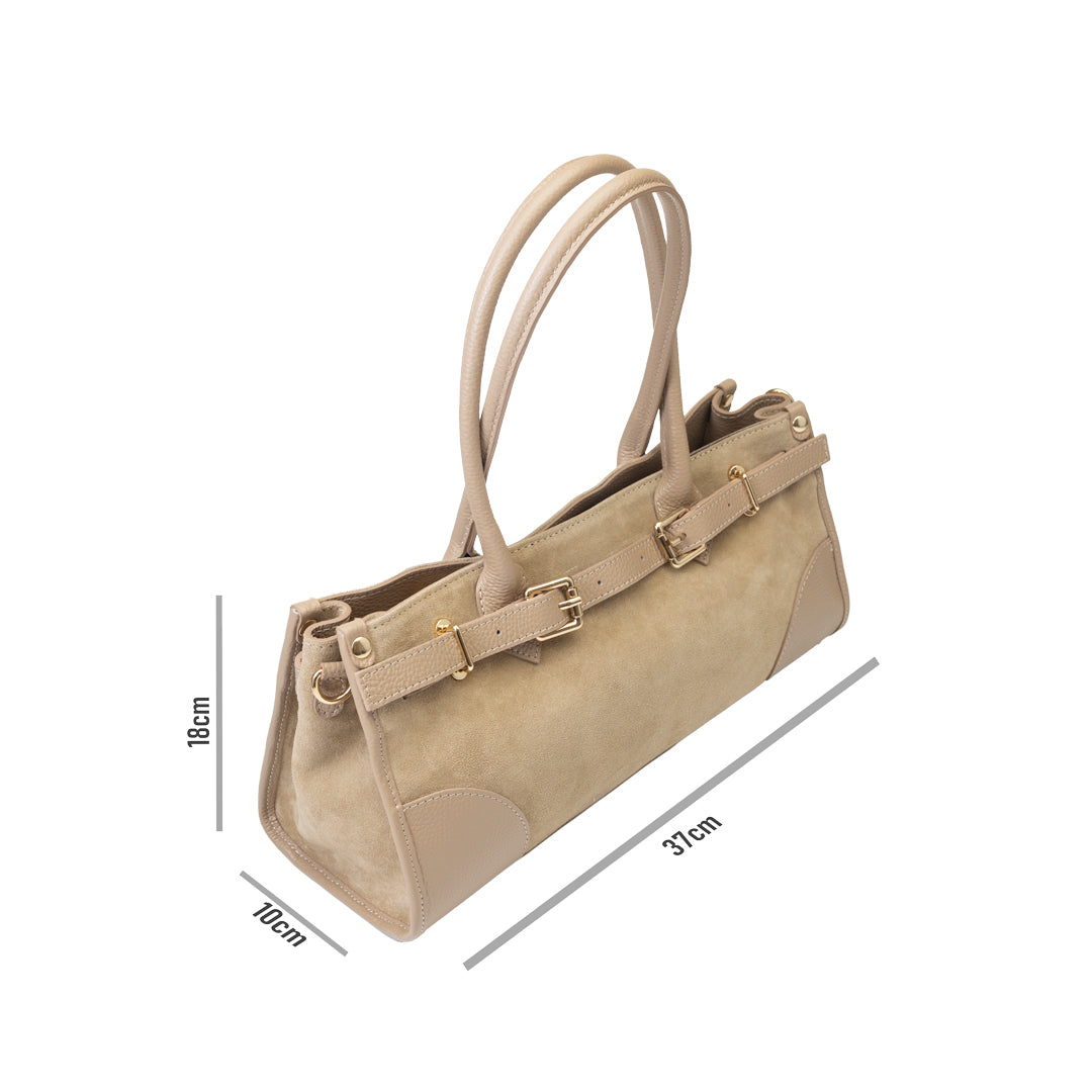 Borsa da donna in vera pelle beige Evelin
