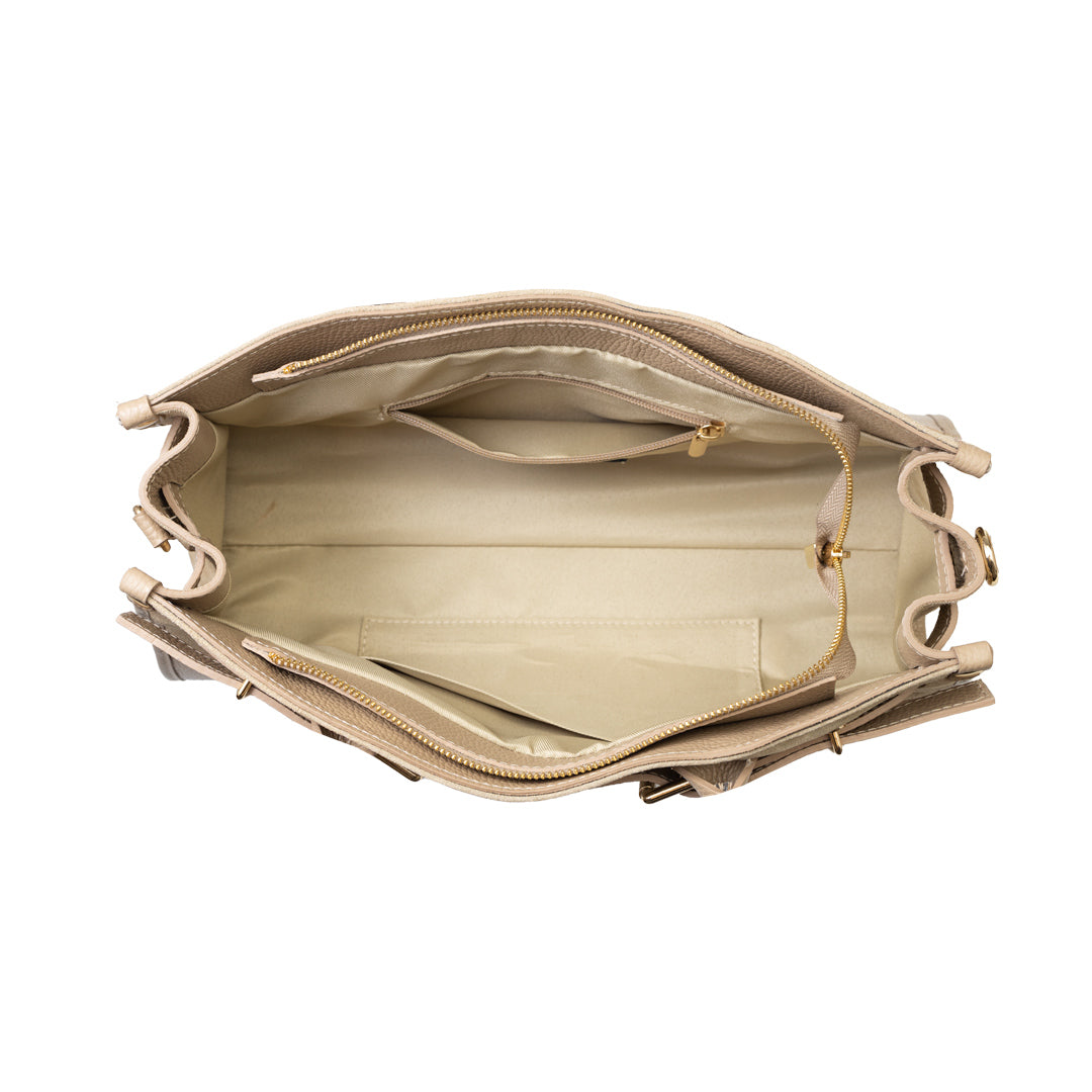 Borsa da donna in vera pelle beige Evelin