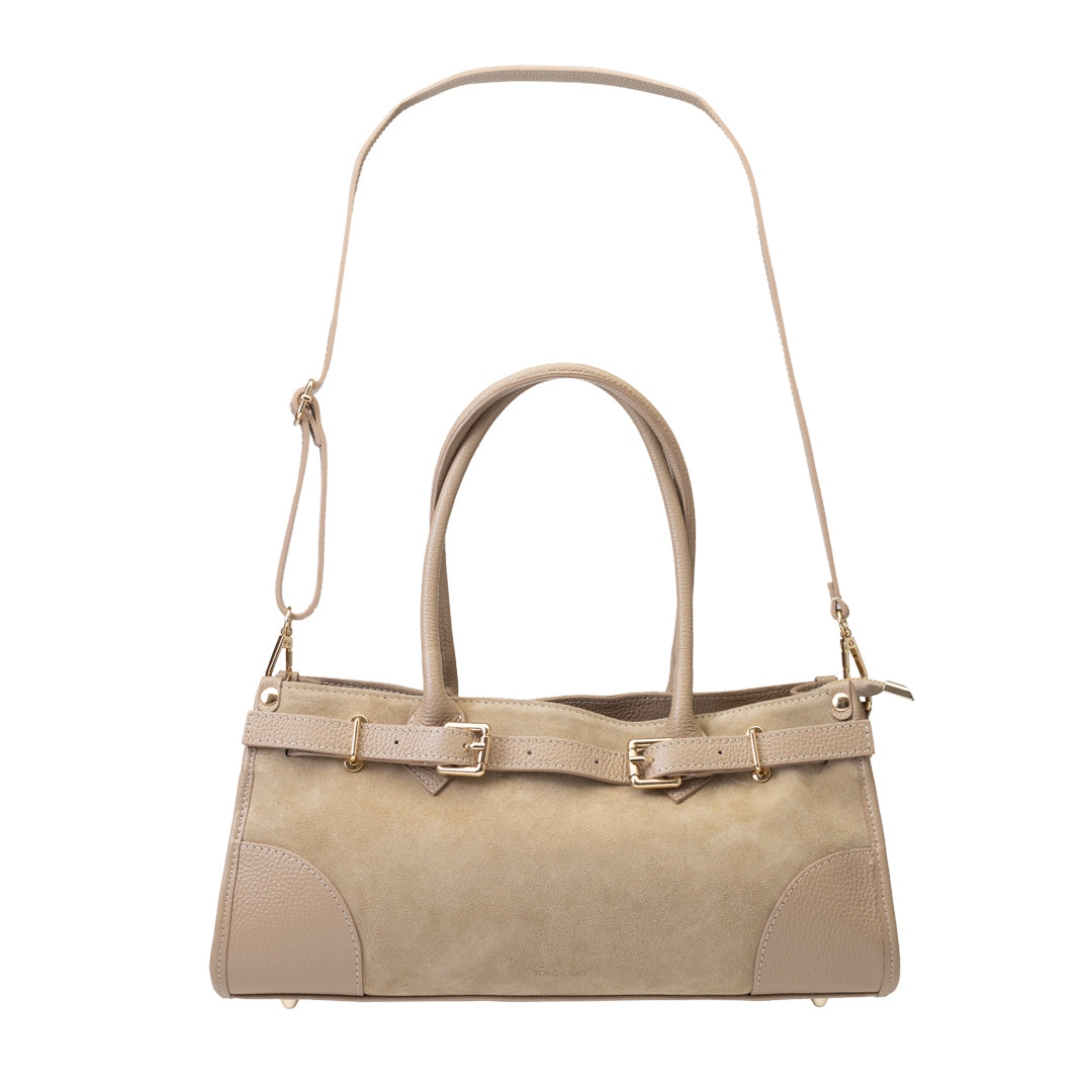Borsa da donna in vera pelle beige Evelin