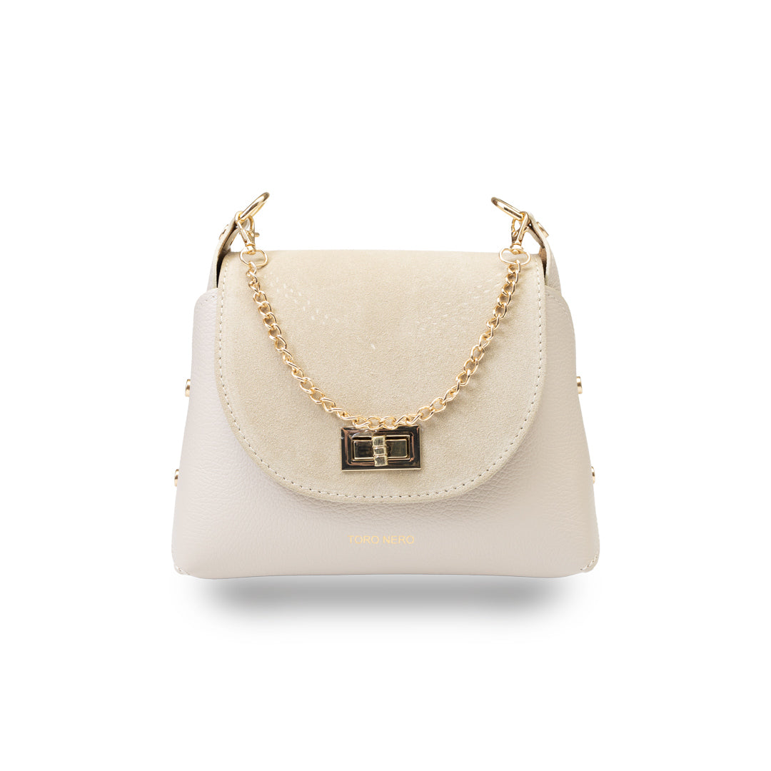 Borsa da donna in pelle scamosciata naturale, beige Raisa