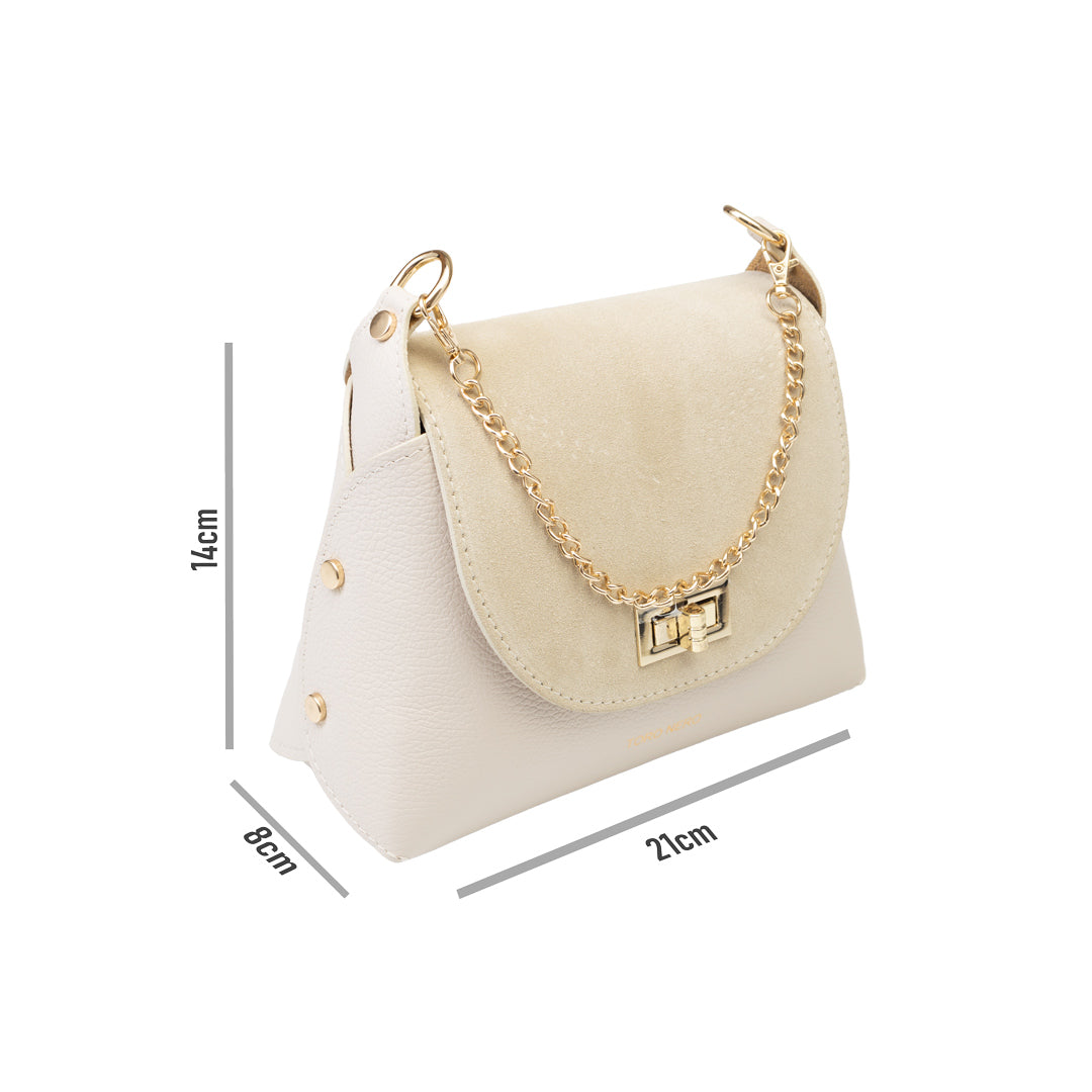 Borsa da donna in pelle scamosciata naturale, beige Raisa