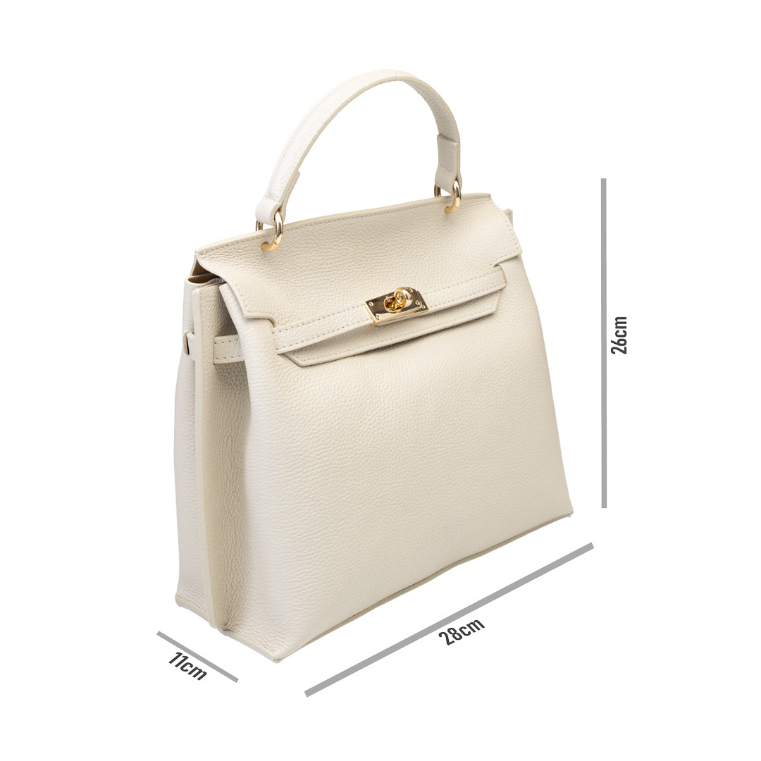Borsa da donna in vera pelle beige Raluca