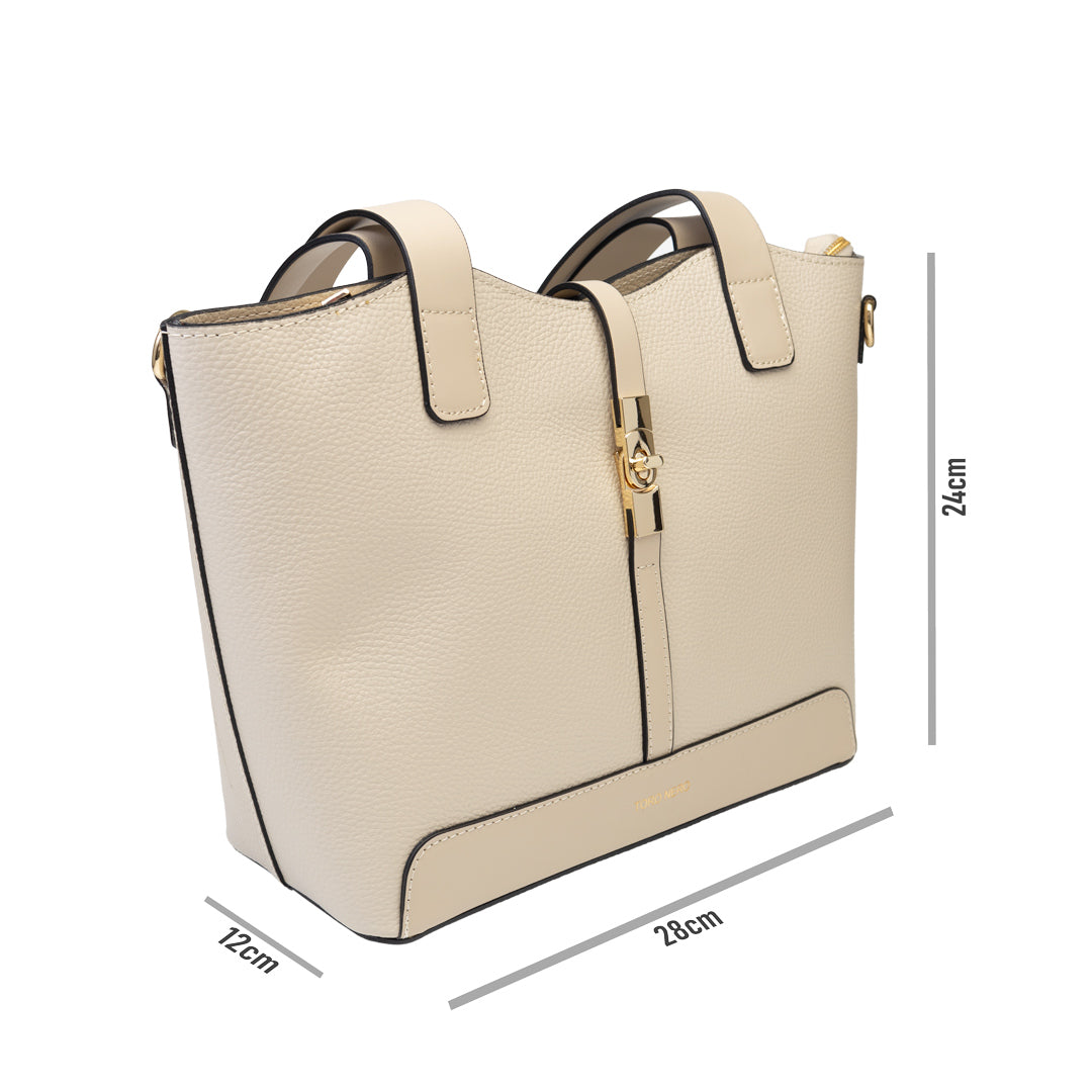 Borsa da donna in vera pelle beige Sorina