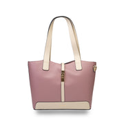 Borsa da donna in pelle naturale beige-rosa Sorina