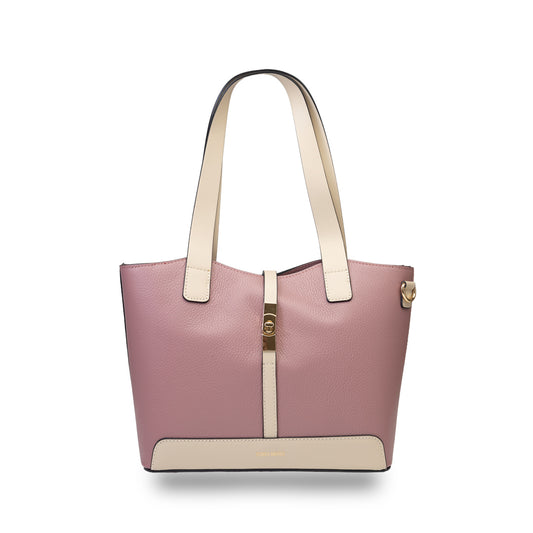 Borsa da donna in pelle naturale beige-rosa Sorina