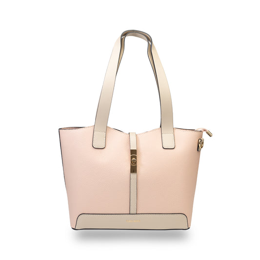 Borsa da donna in vera pelle beige-rosa pallido Sorina