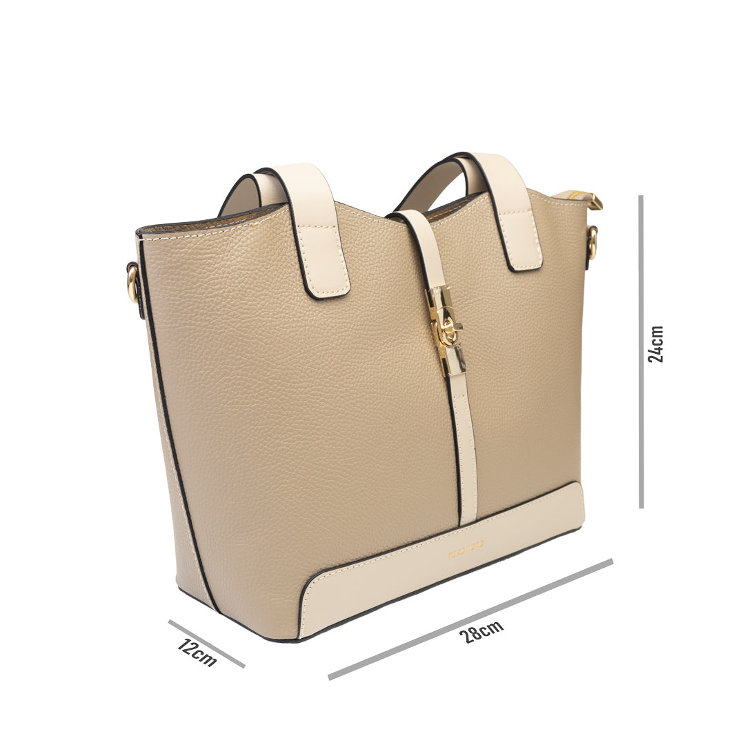 Borsa da donna in vera pelle beige-tortora Sorina