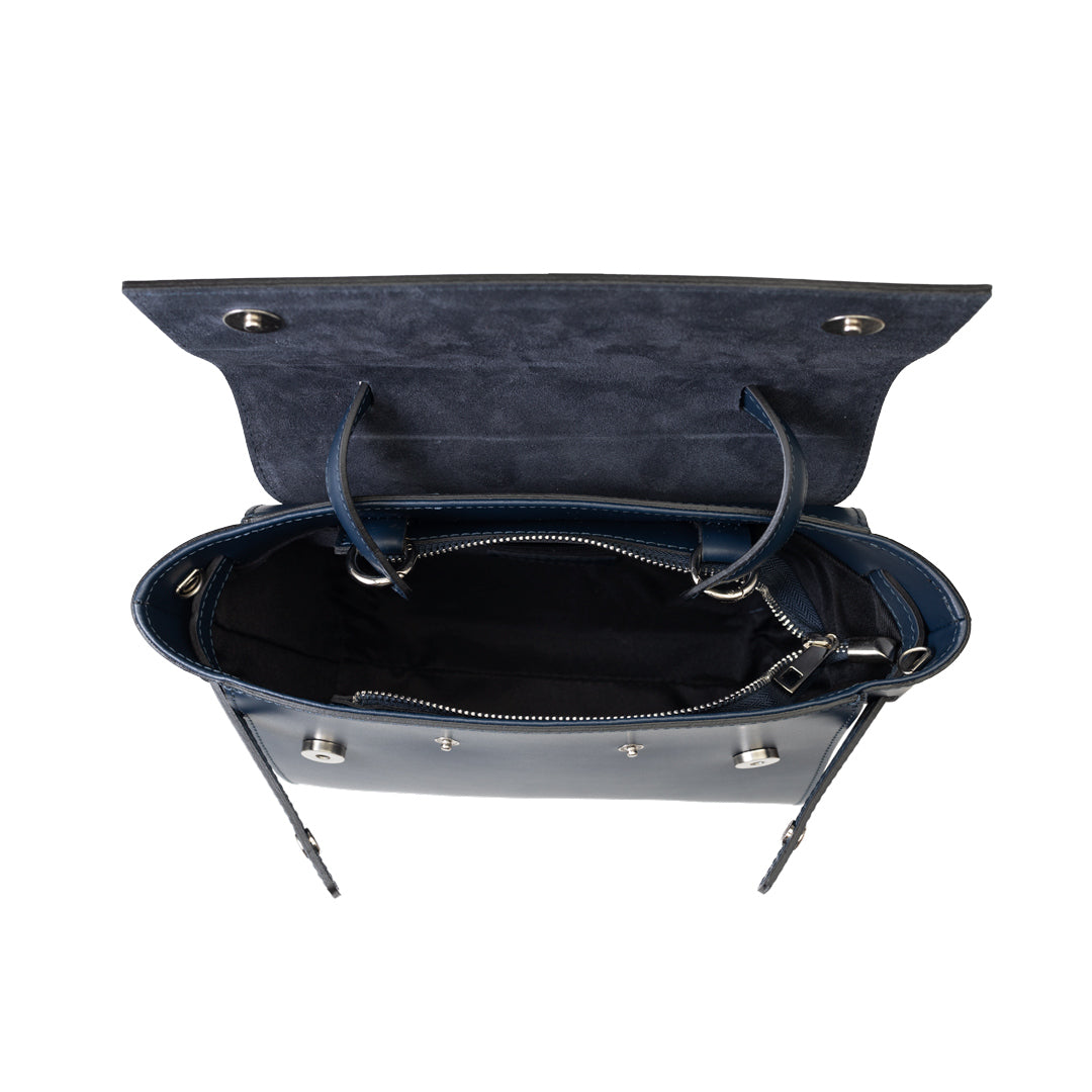 Borsa da donna in vera pelle blu scuro Erika